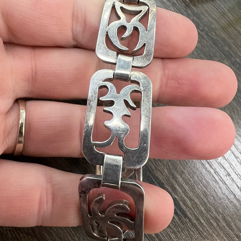 Taxco Mexico 925 Sterling Silver Link Bracelet 38.9G - Picture 2 of 15